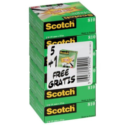 Nastro adesivo Scotch® Magic™ trasparente opaco 19 mm x 33 m Promo Pack 5+1 GRATIS - 7100054673