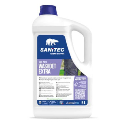 Detergente super sgrassante completo enzimatico per il lavaggio dei tessuti Washdet Extra Sanitec 5 L / 5,2 Kg -