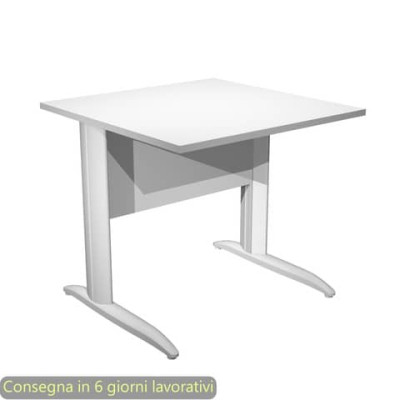 Scrivania fianchi metallo bianco opaco a L Presto 80x80xH.72 cm