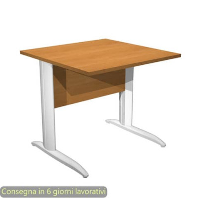 Scrivania fianchi metallo bianco opaco a L Presto 80x80xH.72 cm