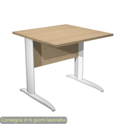Scrivania fianchi metallo bianco opaco a L Presto 80x80xH.72 cm