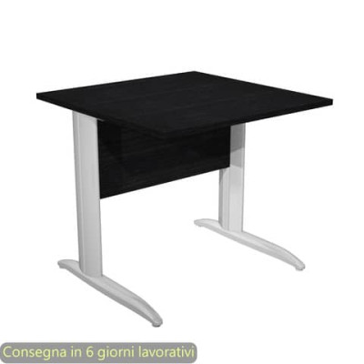 Scrivania fianchi metallo effetto cromato a L Presto 80x80xH.72 cm