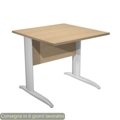 Scrivania fianchi metallo effetto cromato a L Presto 80x80xH.72 cm
