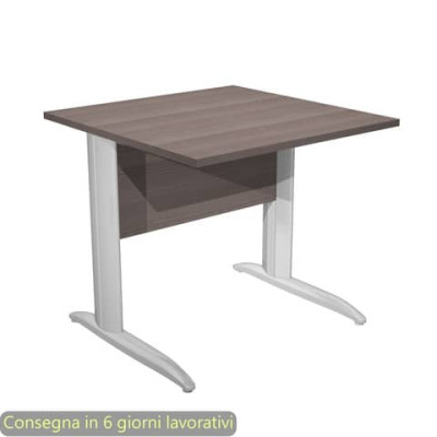 Scrivania fianchi metallo effetto cromato a L Presto 80x80xH.72 cm