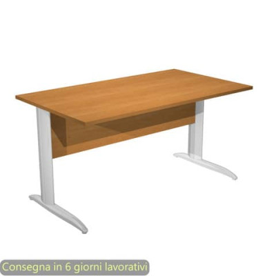 Scrivania fianchi metallo effetto cromato a L Presto 140x80xH.72 cm
