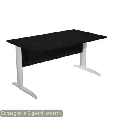 Scrivania fianchi metallo effetto cromato a L Presto 140x80xH.72 cm