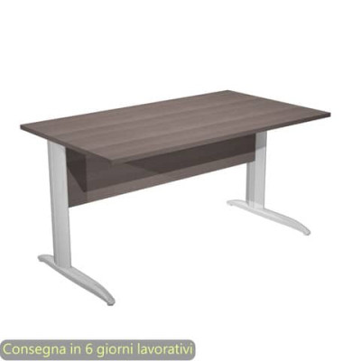Scrivania fianchi metallo effetto cromato a L Presto 140x80xH.72 cm