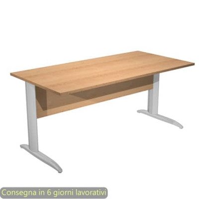 Scrivania fianchi metallo effetto cromato a L Presto 160x80xH.72 cm