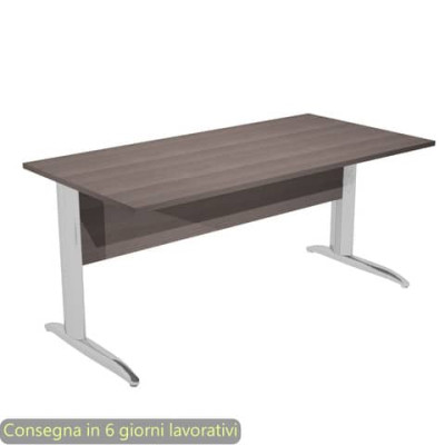 Scrivania fianchi metallo effetto cromato a L Presto 160x80xH.72 cm