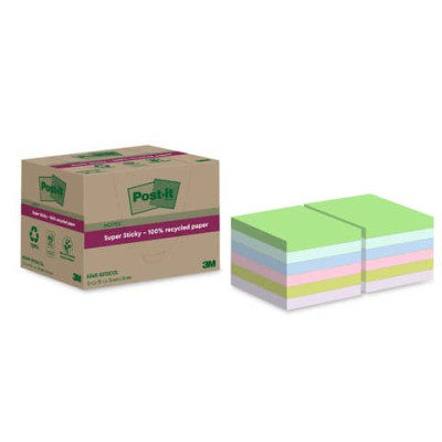 Foglietti riposizionabili Post-it®Super Sticky carta riciclata al 100% assortiti