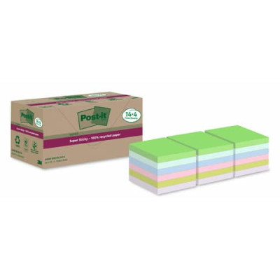 Foglietti riposizionabili Post-it®Super Sticky carta riciclata al 100% assortiti