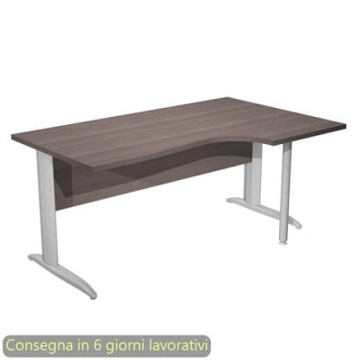 Scrivania destra compatta Presto fianchi metallo a L 160x60/80/100xH.72 cm