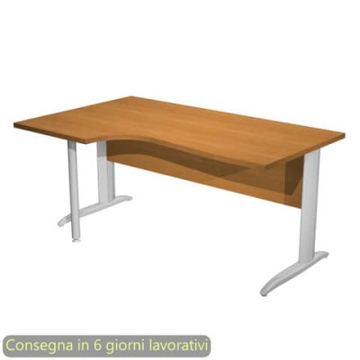 Scrivania sinistra compatta Presto fianchi metallo a L 160x60/80/100xH.72 cm