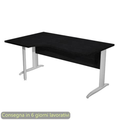 Scrivania sinistra compatta Presto fianchi metallo a L 160x60/80/100xH.72 cm