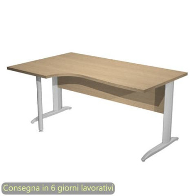 Scrivania sinistra compatta Presto fianchi metallo a L 160x60/80/100xH.72 cm