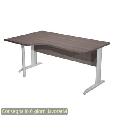 Scrivania sinistra compatta Presto fianchi metallo a L 160x60/80/100xH.72 cm