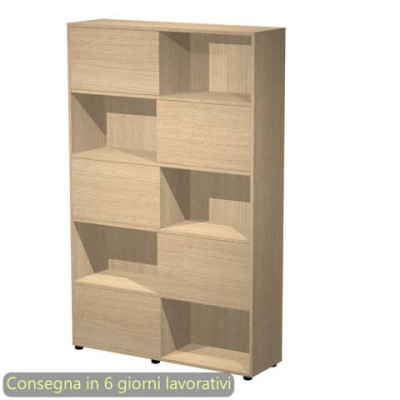 Libreria alta Tetris 5 ripiani con ante scorrevoli