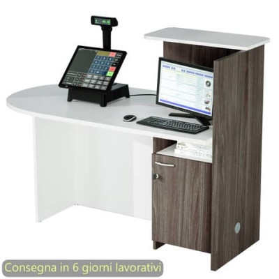 Postazione reception compatta 142,5x83xH.117,2