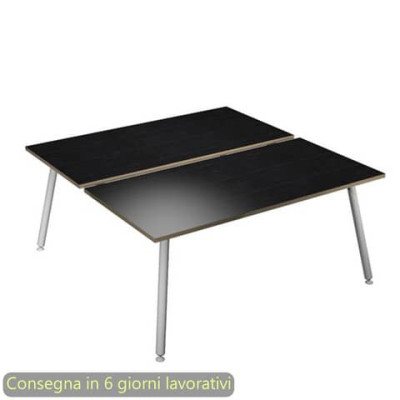 Scrivania Skinny Metal per open space 2 postazioni gambe bianche