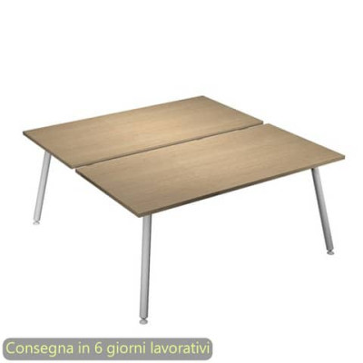 Scrivania Skinny Metal per open space 2 postazioni gambe bianche
