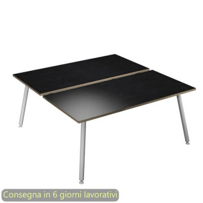Scrivania Skinny Metal per open space 180x166xH.74,4 cm gambe metalliche bianche
