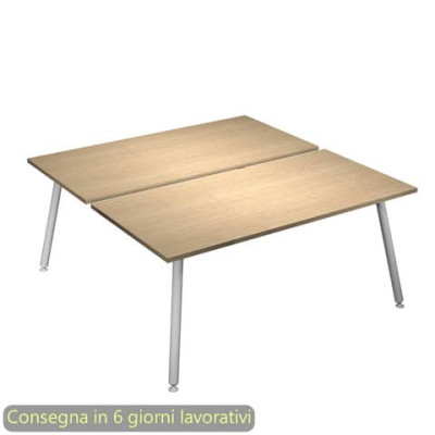Scrivania Skinny Metal per open space 180x166xH.74,4 cm gambe metalliche bianche
