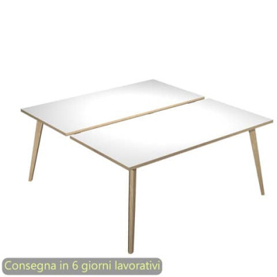 Scrivania Woody per open space 180x166xH.74,4 cm gambe rovere