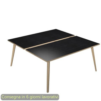 Scrivania Woody per open space 180x166xH.74,4 cm gambe rovere