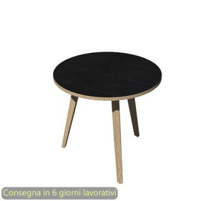 Tavolo riunione rotondo Woody ø80xH.74,4 cm con 3 gambe rovere