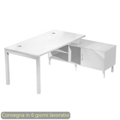 Scrivania Bridge 140x80xH.72,5 cm gambe metalliche bianche