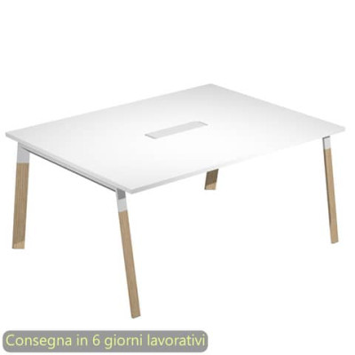 Tavolo riunioni con top access Bridge 160x120xH.72,5 cm gambe met. bianch