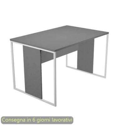 Scrivania 120x80xH.74,4 cm struttura metallo bianco-legno Blade