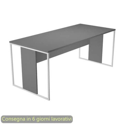 Scrivania 180x80xH.74,4 cm struttura metallo bianco-legno Blade