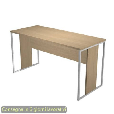 Scrivania 140x60xH.74,4 cm struttura metallo bianco-legno Blade