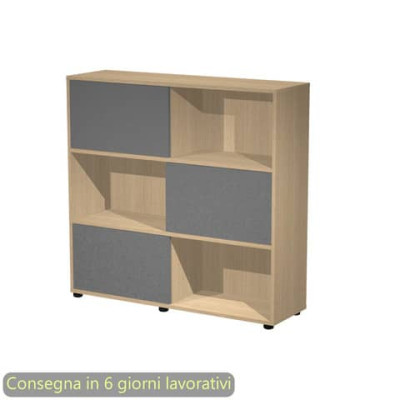 Libreria media Tetris 3 ripiani con ante scorrevoli