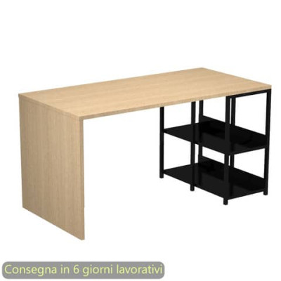 Scrivania compatta su libreria in metallo 140x69xH.72,4 cm