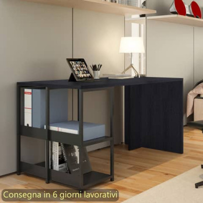 Scrivania compatta su libreria in metallo 140x69xH.72,4 cm