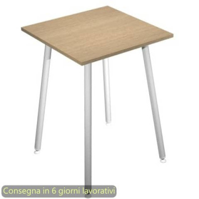 Tavolo alto Skinny Metal 80x80xH.105 cm con gambe met. bianche