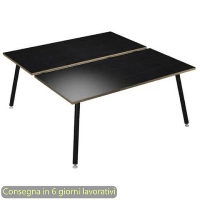 Scrivania Skinny Metal per open space -2 postazioni 140x166xH.74,4 cm gambe met. nere