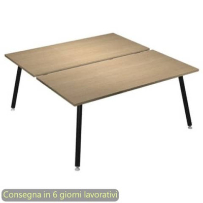 Scrivania Skinny Metal per open space -2 postazioni 140x166xH.74,4 cm gambe met. nere