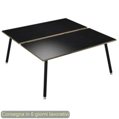 Scrivania Skinny Metal per open space -2 postazioni 180x166xH.74,4 cm gambe met. nere