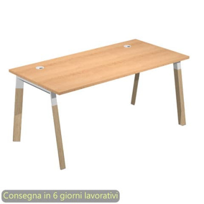 Scrivania K73 Wood 120x80xH.72,5 cm gambe inclinate legno e met. bianco
