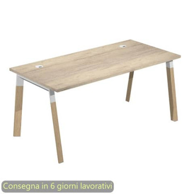 Scrivania K73 Wood 120x80xH.72,5 cm gambe inclinate legno e met. bianco