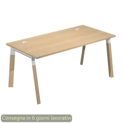 Scrivania K73 Wood 180x80xH.72,5 cm gambe inclinate legno e met. bianco
