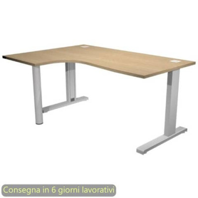 Scrivania compact a L fianchi metallo 160x120/80/60xH.73 cm Flex