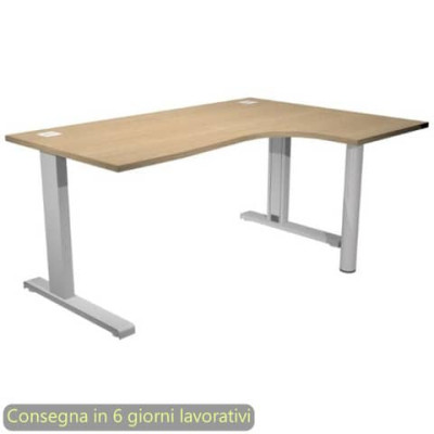 Scrivania compact a L fianchi metallo 180x120/80/60xH.73 cm Flex