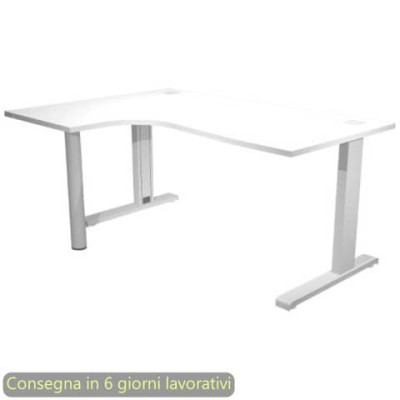 Scrivania compact a L fianchi metallo 180x120/80/60xH.73 cm Flex