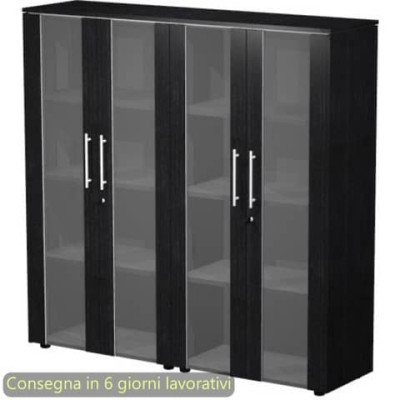 Coppia armadi medi con ante vetro/melaminico 162,8x43xH.158,2 cm