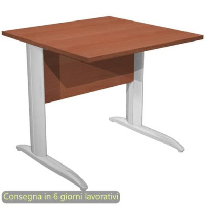 Scrivania fianchi metallo effetto cromato a L Presto 80x80xH.72 cm