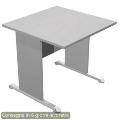 Scrivania Presto fianchi in melaminico  e piede in metallo 80x80xH.72 cm